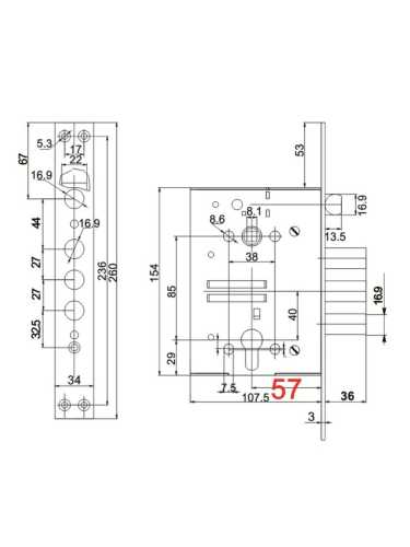Корпус Border (Бордер) врезного замка с защёлкой ЗВ4-3/85К /79059/