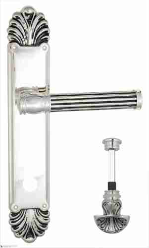 Дверная ручка Venezia "IMPERO" WC-4 на планке PL87 натуральное серебро + черный