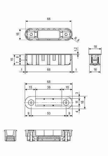 Ответная часть с магнитом AGB (АГБ) Alutop для алюм.дверей, мат.хр.B024020934