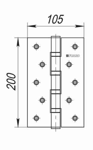Комплект 2 шт. - Петля дверная стальная универсальная Fuaro 4BB 200x105x3 PB (латунь)