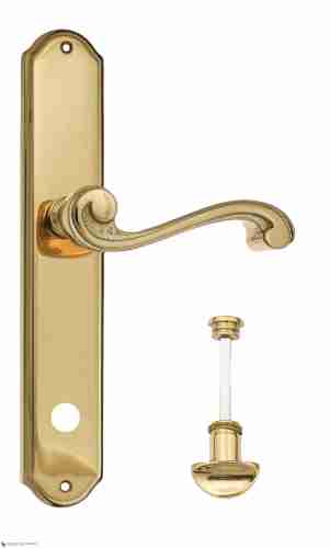 Дверная ручка Venezia "VIVALDI" WC-2 на планке PL02 полированная латунь