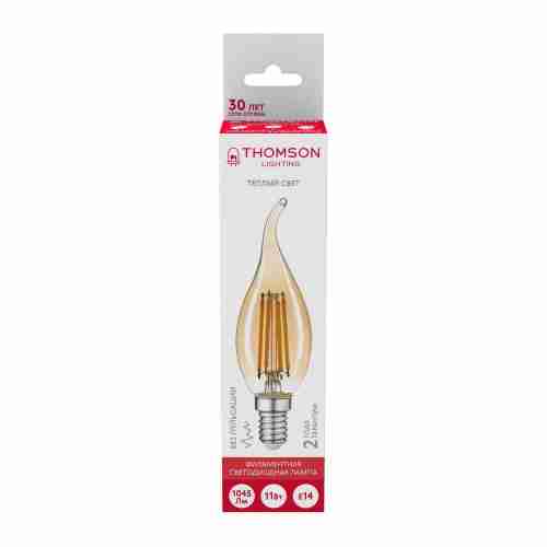 Лампа светодиодная филаментная Thomson E14 11W 2400K свеча на ветру прозрачная TH-B2120