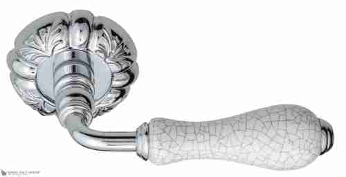 Дверная ручка Venezia "COLOSSEO" белая керамика паутинка D5 полированный хром