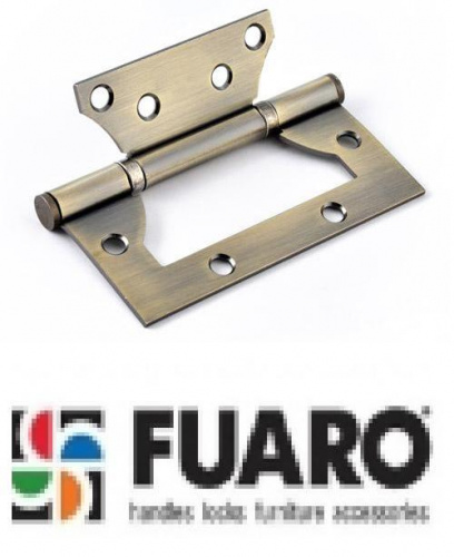 Петля дверная накладная без врезки (бабочка) Fuaro 500-2BB 100x2,5 AB бронза