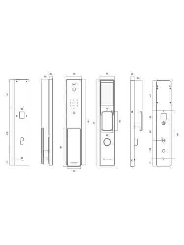 Замок врезной электронный Hogo V07 с распознаванием лица, черный