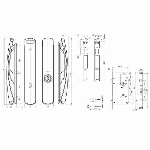 Замок врезной электронный  Kaadas Lambo K13F 3D Face с распознов. лица и отпечатком пальца, золото