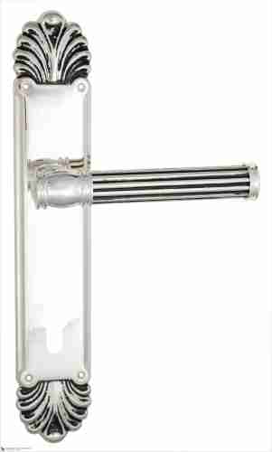 Дверная ручка Venezia "IMPERO" CYL на планке PL87 натуральное серебро + черный