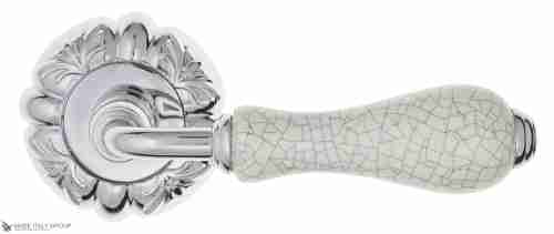 Дверная ручка Venezia "COLOSSEO" белая керамика паутинка D5 полированный хром