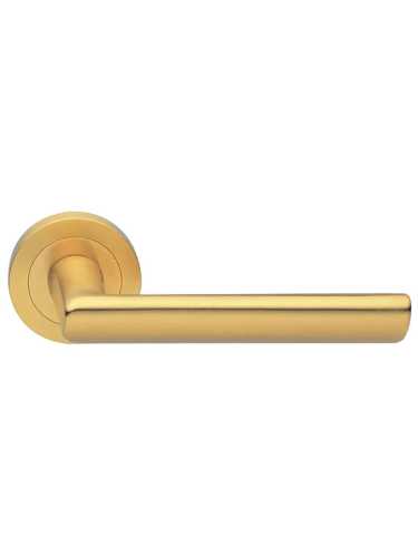 Ручка дверная Morelli Luxury STELLA R2 OSA раздельная на круглой розетке, цвет матовое золото, латунь
