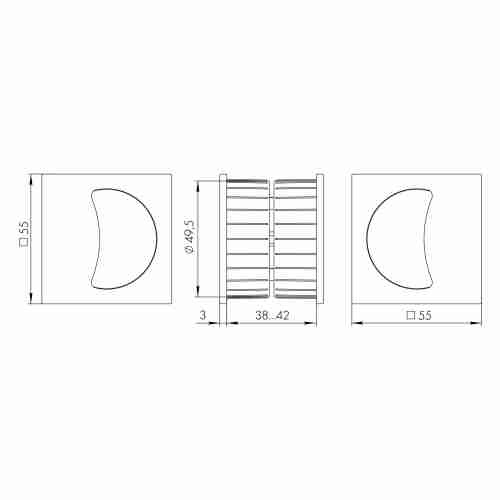 Ручка для раздвижных дверей SH.QUADRO55.010 BPVD-77 вороненый никель