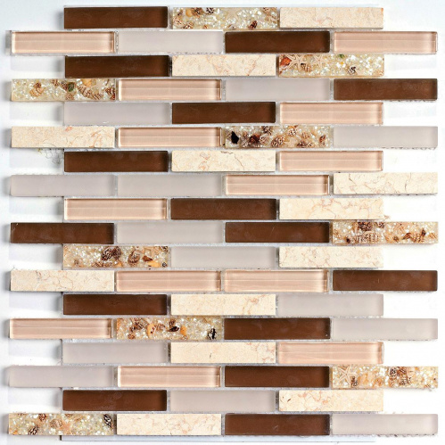 Мозаика Bonaparte стекло с камнем Shell Stone 8х15х73 30х30