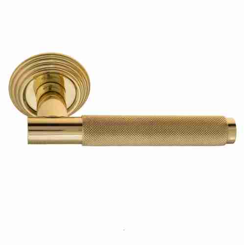 Дверная ручка на круглом основании Fratelli Cattini "UNA X" D8-OLV полированная латунь