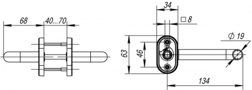 Ручка раздельная Fuaro DSS-0203P/19 (нержавейка), квадрат 8x140 мм