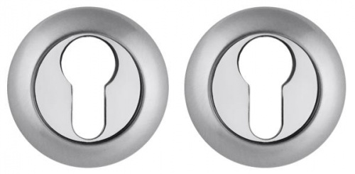 Накладка дверная с круглым основанием под цилиндр Fuaro ET RM SC/CP-16 матовый хром/хром