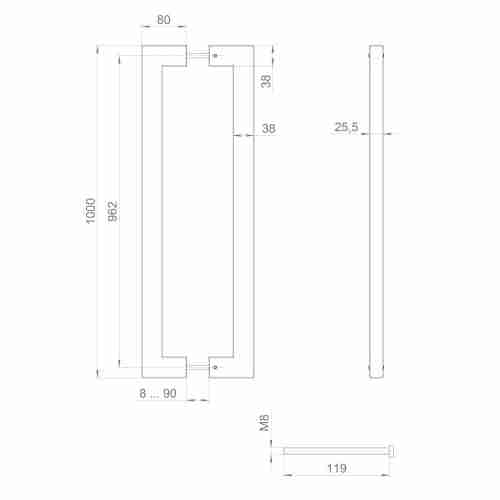 Ручка-скоба Fuaro (Фуаро) PULL.PH38/1000.26 INOX 304 (PH-26-38/1000-INOX) BLACK