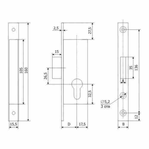 Корпус узкопрофильного замка PROFI 25.01.24 /123:226/