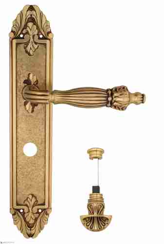 Дверная ручка Venezia "OLIMPO" WC-4 на планке PL90 французское золото + коричневый