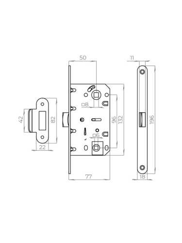 Защелка врезная PLASTLP96WC-50 BL черный
