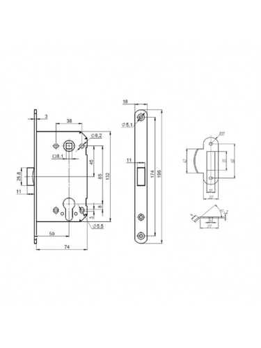 Корпус замка PL85-50/BL ABG (бронза)