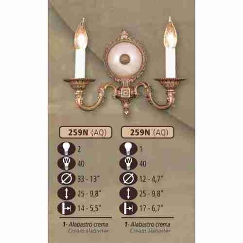 Бра Riperlamp 259N/2 AQ CREAM ALABASTER