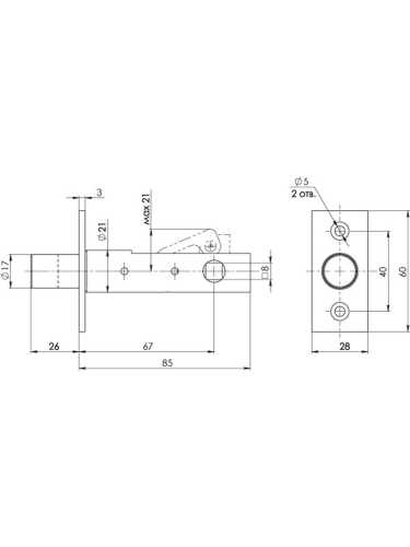 Задвижка дверная врезная Fuaro DB 867 CP (хром) 67мм