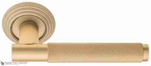 Дверная ручка на круглом основании Fratelli Cattini "UNA X" D8-BS матовая латунь