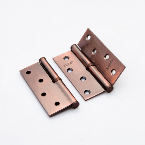 Петля дверная стальная RENZ L 100 FH AC- 100*75*2,5 б/колп,с обв, левая, медь ант.