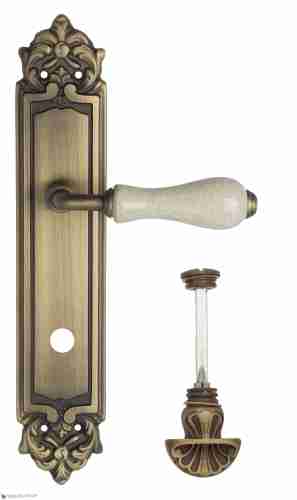 Дверная ручка Venezia "COLOSSEO" белая керамика паутинка WC-4 на планке PL96 матовая бронза