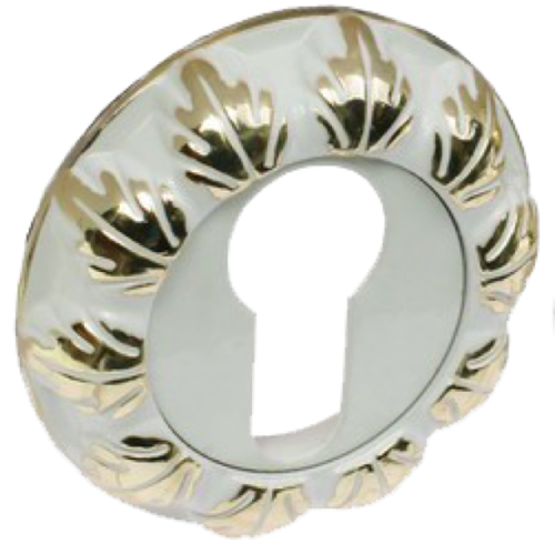 Накладка на цилиндр RENZ INET 10 W/GP белый/золото блестящее