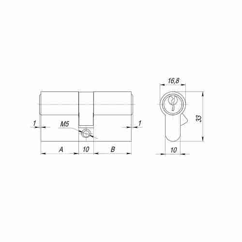 Цилиндровый механизм (AX100/60) AX1000Key60 (25+10+25)/HD AB бронза 4Key