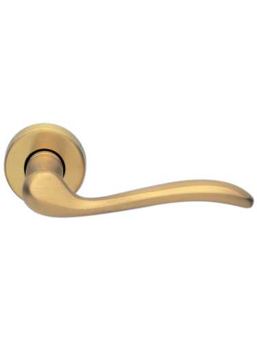 Ручка дверная Morelli Luxury TOSCANA R2 OSA раздельная на круглой розетке, цвет - матовое золото, латунь