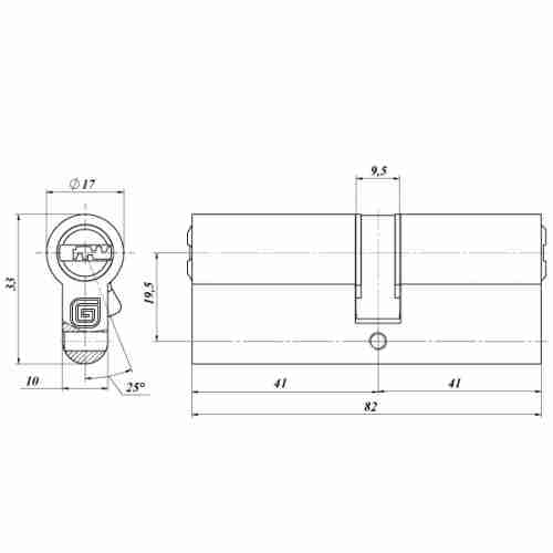 Цилиндровый механизм GB 82 мм (41/41) Ni никель 5 кл. /128:4492/