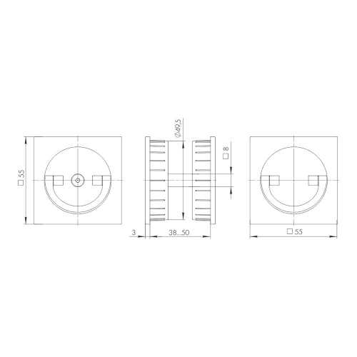 Ручка поворотная для раздвижных дверей SH.QUADRO55.BK8х2 MWSC-33 итальянский тисненый