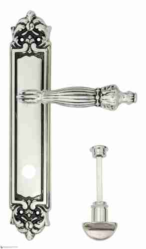 Дверная ручка Venezia "OLIMPO" WC-2 на планке PL96 натуральное серебро + черный