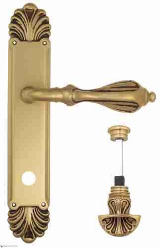 Дверная ручка Venezia "ANAFESTO" WC-4 на планке PL87 французское золото + коричневый