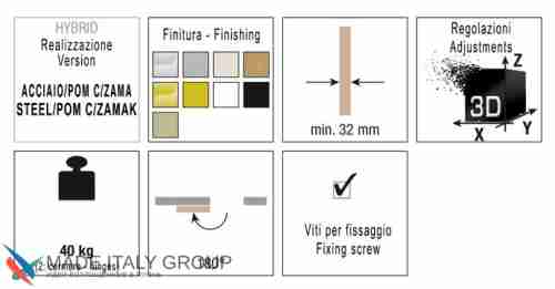 Kubica K1019 DXSX, KOMBI HYBRID BR петля скрытая универсальная БРОНЗА (40 kg)