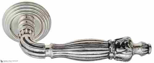 Дверная ручка Venezia "OLIMPO" D8 натуральное серебро + черный