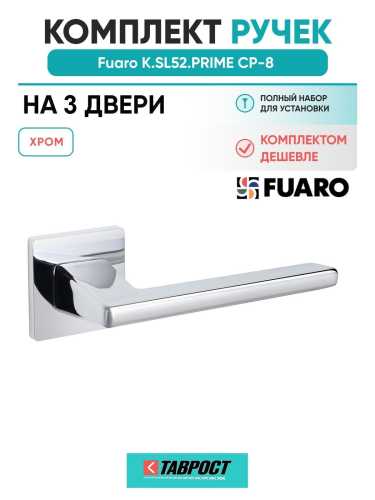 Комплект на 3 двери - Ручка дверная межкомнатная Fuaro K.SL52.PRIME CP-8 хром