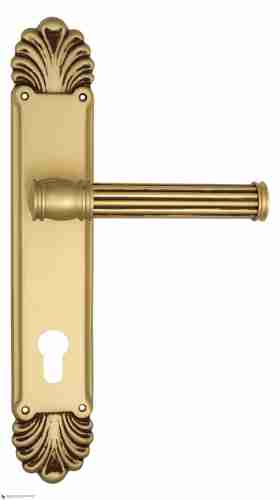 Дверная ручка Venezia "IMPERO" CYL на планке PL87 французcкое золото + коричневый