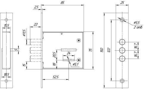 Замок врезной сувальдный МЕТТЭМ ЗВ8 852.0.0, 3 кл.
