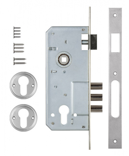 Корпус врезного замка с защёлкой KALE KILIT 152/3MR (45 mm) w/b (никель)