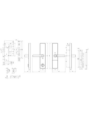 Замок врезной электронный к с ручкой Kaadas S500-5W с отпечатком пальца, черный