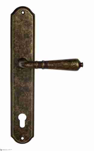 Дверная ручка Venezia "VIGNOLE" CYL на планке PL02 античная бронза