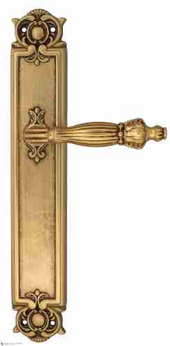 Дверная ручка Venezia "OLIMPO" на планке PL97 французское золото + коричневый