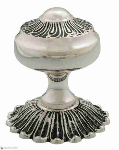 Ручка дверная кноб Venezia P22 Ø65 натуральное серебро + черный