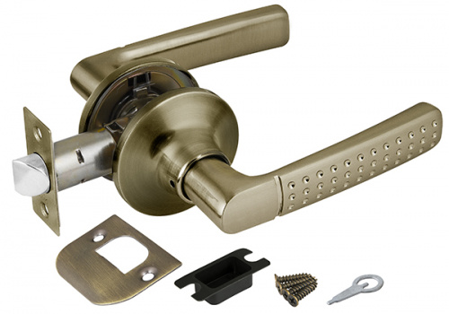 Ручка защелка (кноб) дверная нажимная с защелкой Punto 6026 AB-P (без фик.) бронза