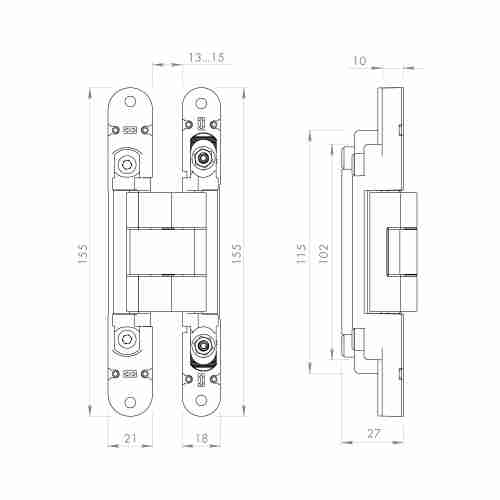 Комплект 2 шт. - Петля Armadillo (Армадилло) скрытой установки U3D2400.VPG BL черный TECH