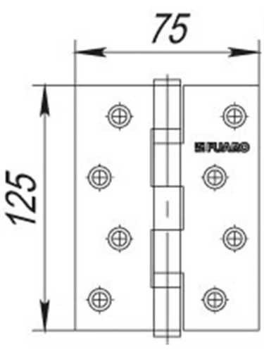 Комплект 10 шт. - Петля дверная стальная универсальная Fuaro 2BB 125x75x2,5 CP (хром)