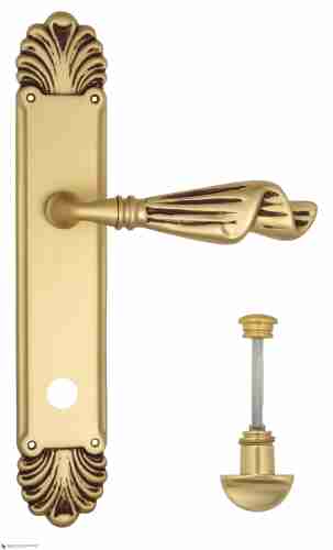 Дверная ручка Venezia "OPERA" WC-2 на планке PL87 французское золото + коричневый