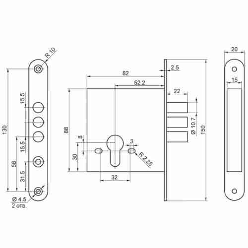 Корпус врезного замка САМ ЗВ1-2БМ/11 /89600/